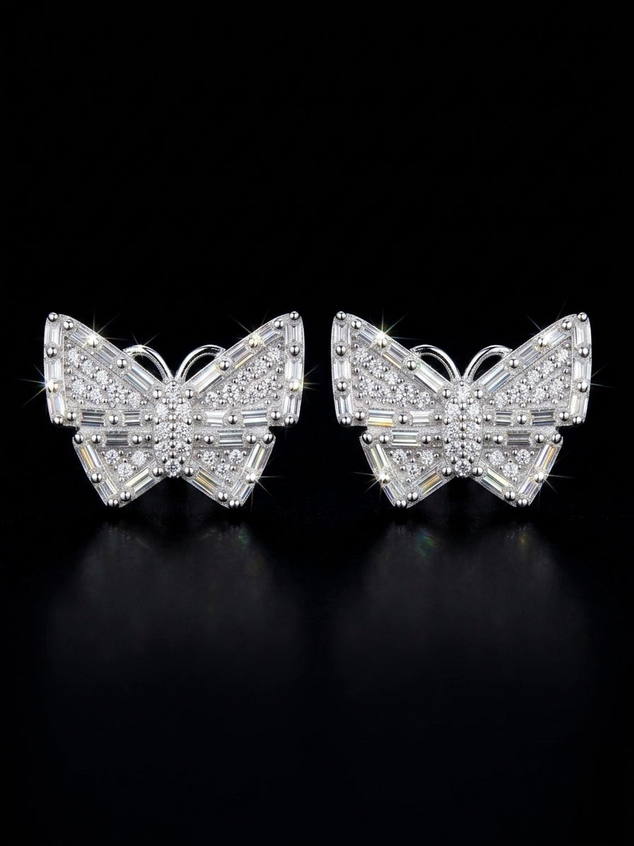 Baguette Butterfly Moissanite Earrings