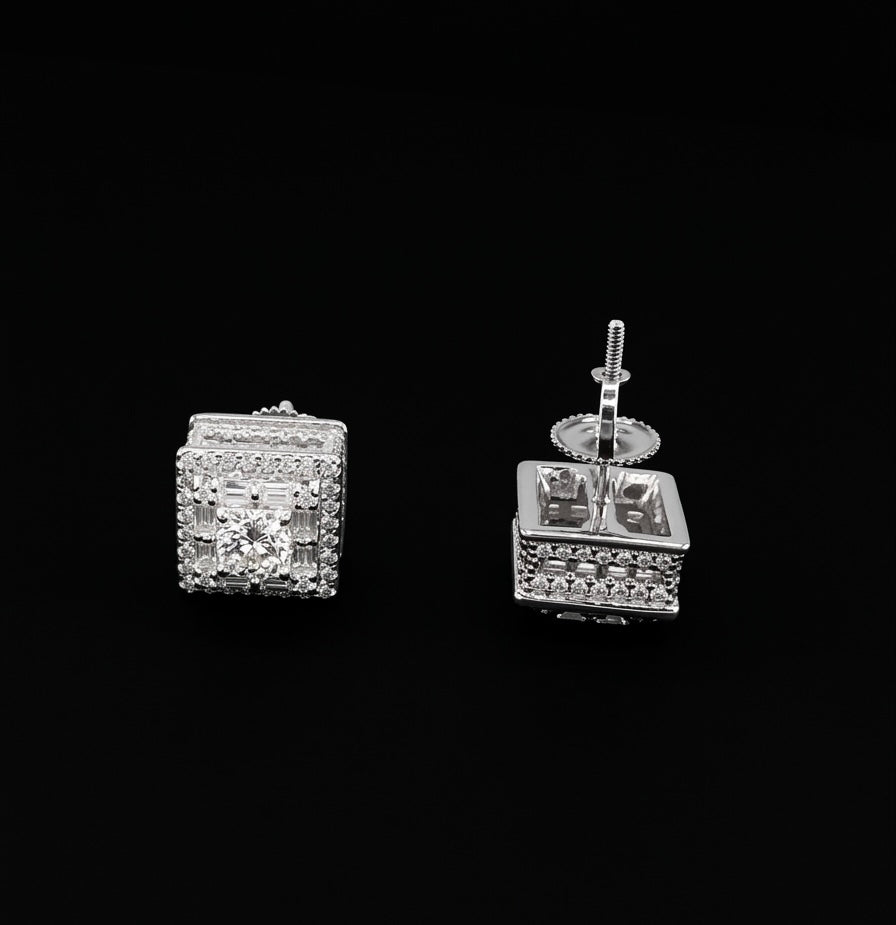 Iced out Cube Baguettes Moissanite Earrings
