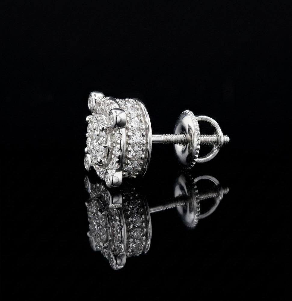 Round Cut Moissanite Cluster Earrings