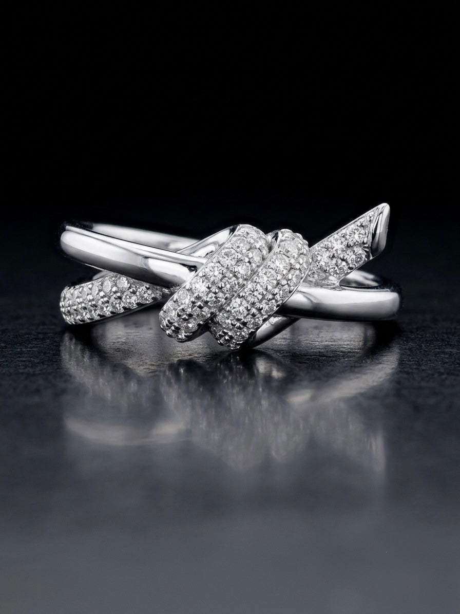 Moissanite Pavé Bypass Ring