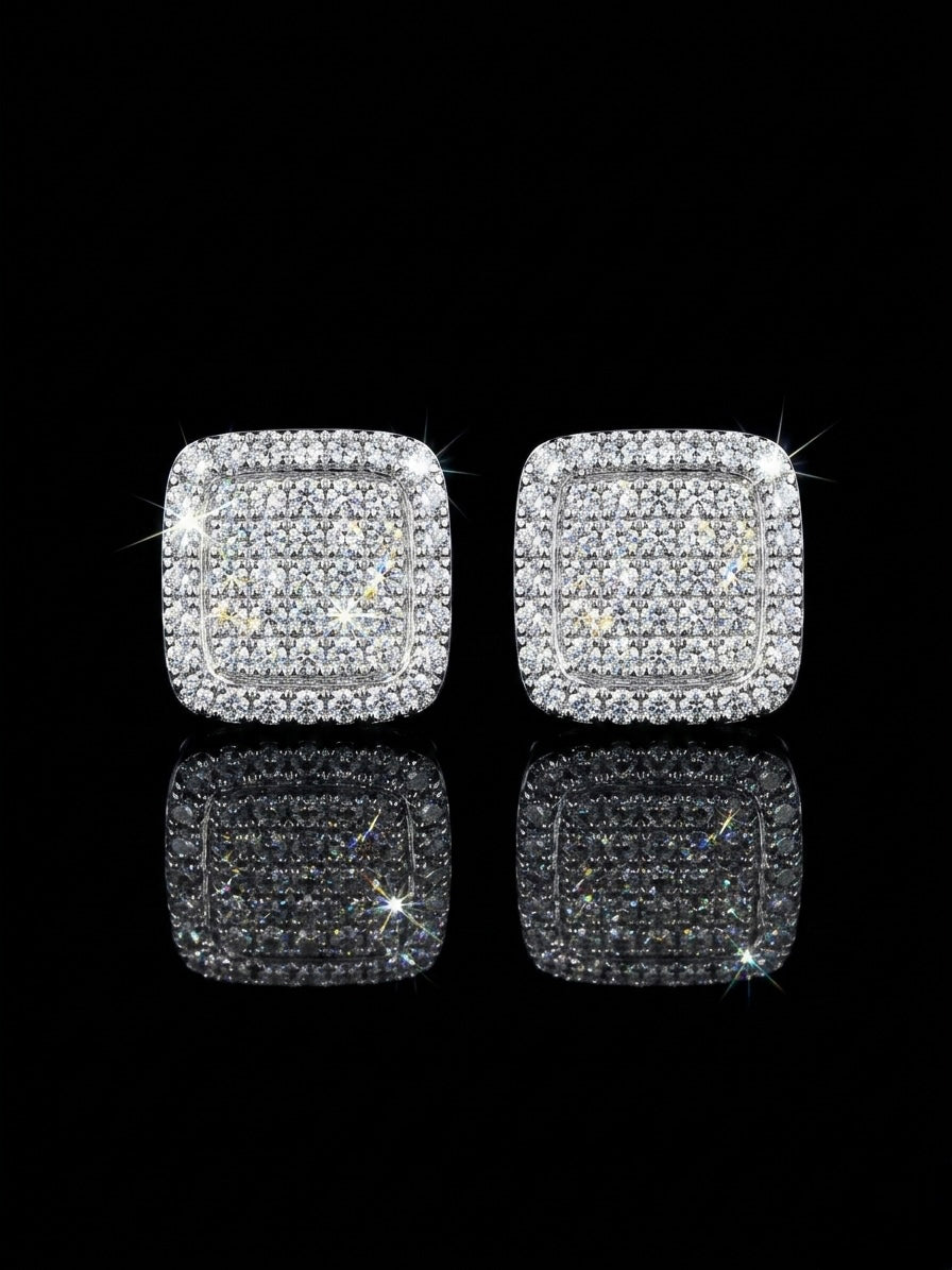 Moissanite Square Micro Pave Earrings