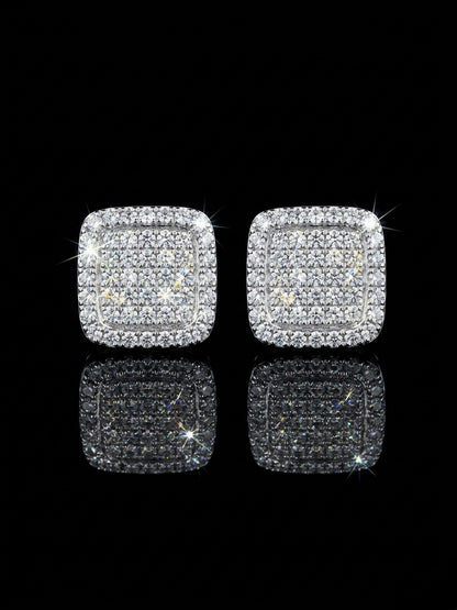 Moissanite Square Micro Pave Earrings