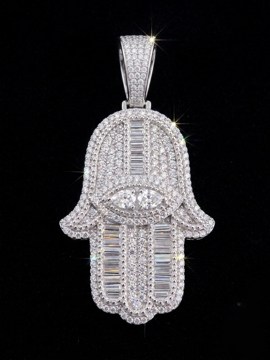 Hamsa/Fatima Hand Moissanite Pendant