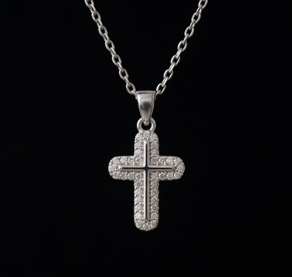 Moissanite Tiny Cross Pendant