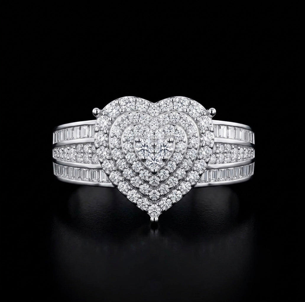Moissanite Heart Ring