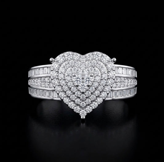 Stacked Moissanite Heart Ring
