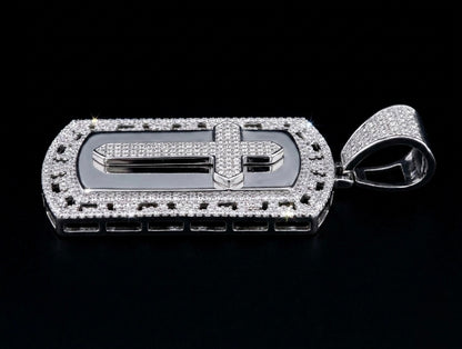 Moissanite Cross Dog Tag Pendant