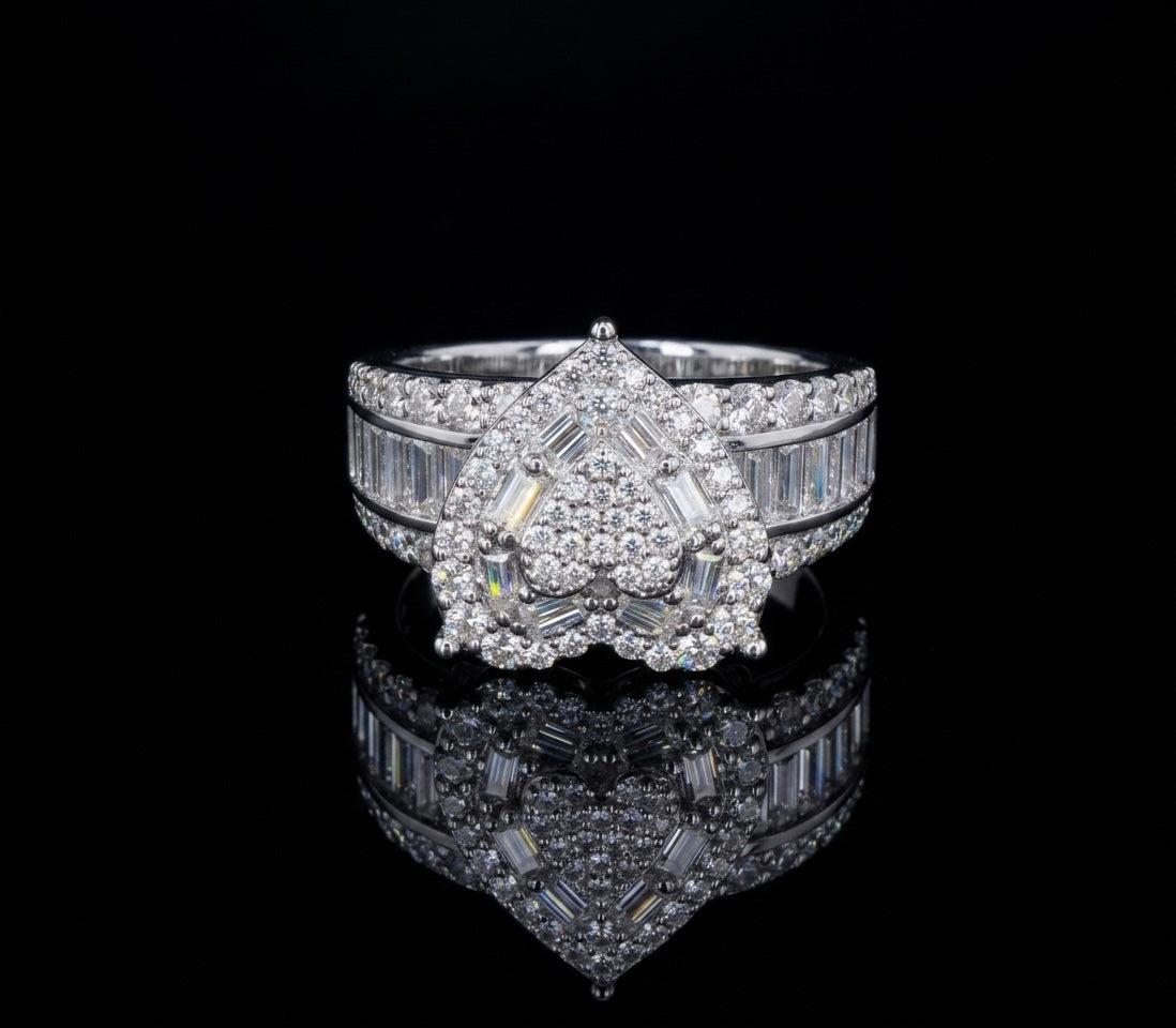 Moissanite Baguette Heart Ring