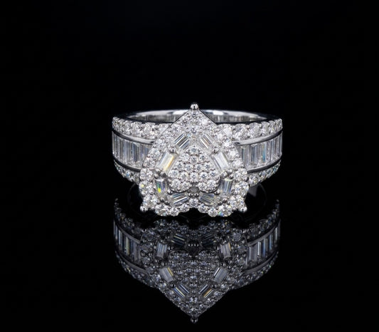 Moissanite Baguette Heart Ring