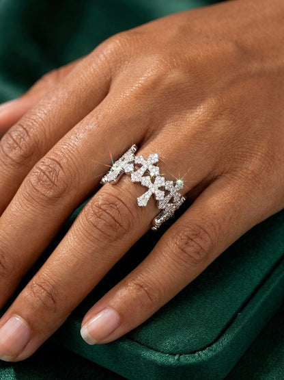 Moissanite Pave Cross Eternity Band