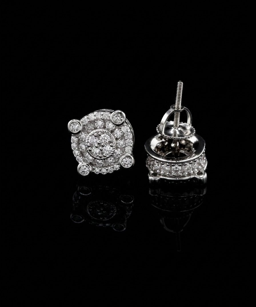 Round Cut Moissanite Cluster Earrings