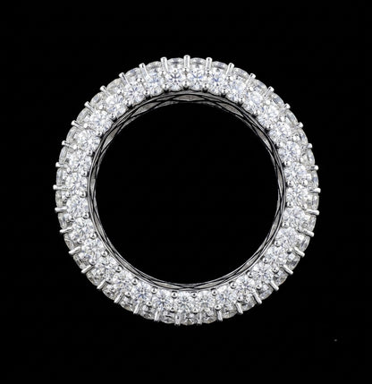 Multi-Row Iced Out Round Cut Moissanite Eternity Band