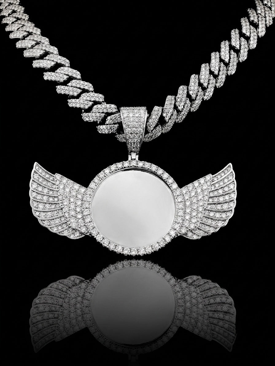Moissanite Angle Wing Memorial Pendant