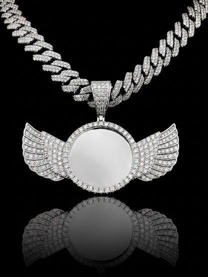 Moissanite Angle Wing Memorial Pendant