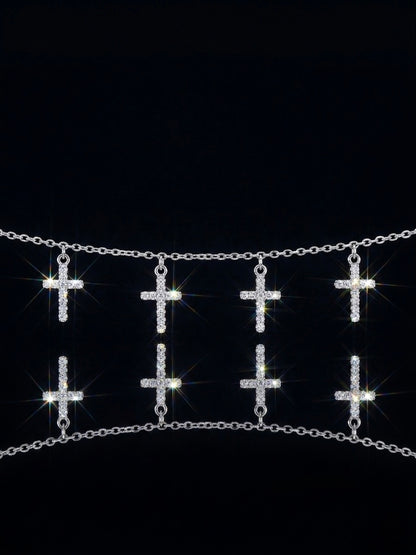 Iced Out Moissanite Cross Ankle Bracelet