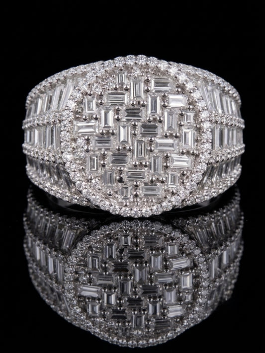 Iced Out Moissanite Baguette Cluster Statement Ring