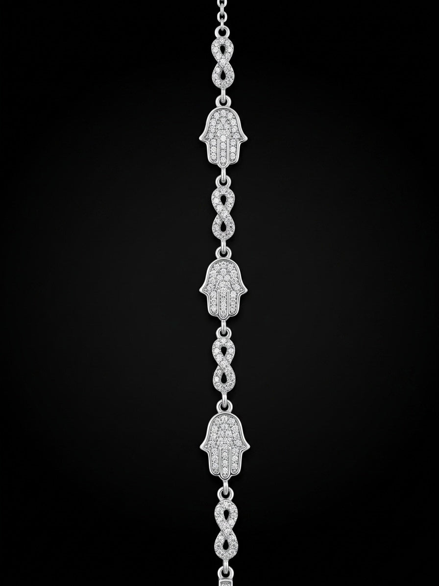 Moissanite Hamsa & Infinity Link Bracelet