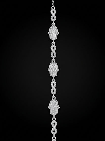 Moissanite Hamsa & Infinity Link Bracelet