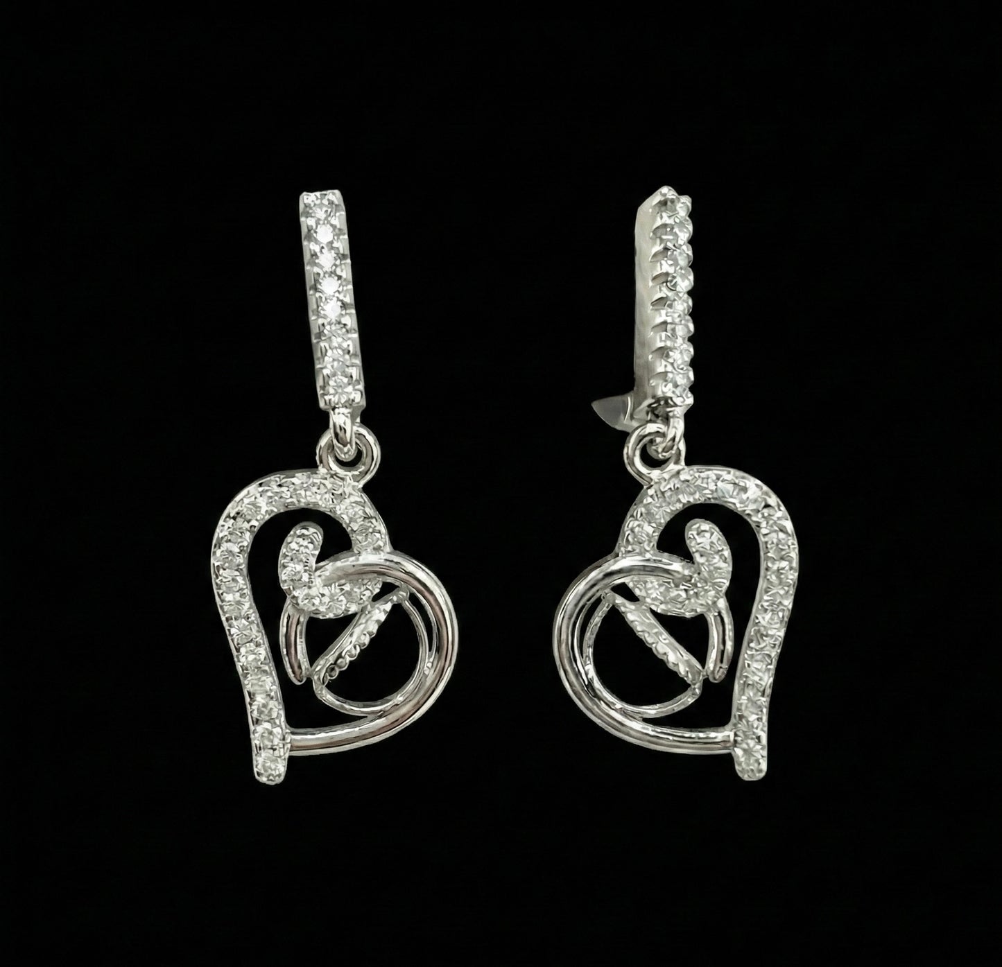 Moissanite Heart Dangle Stick Drop Earrings