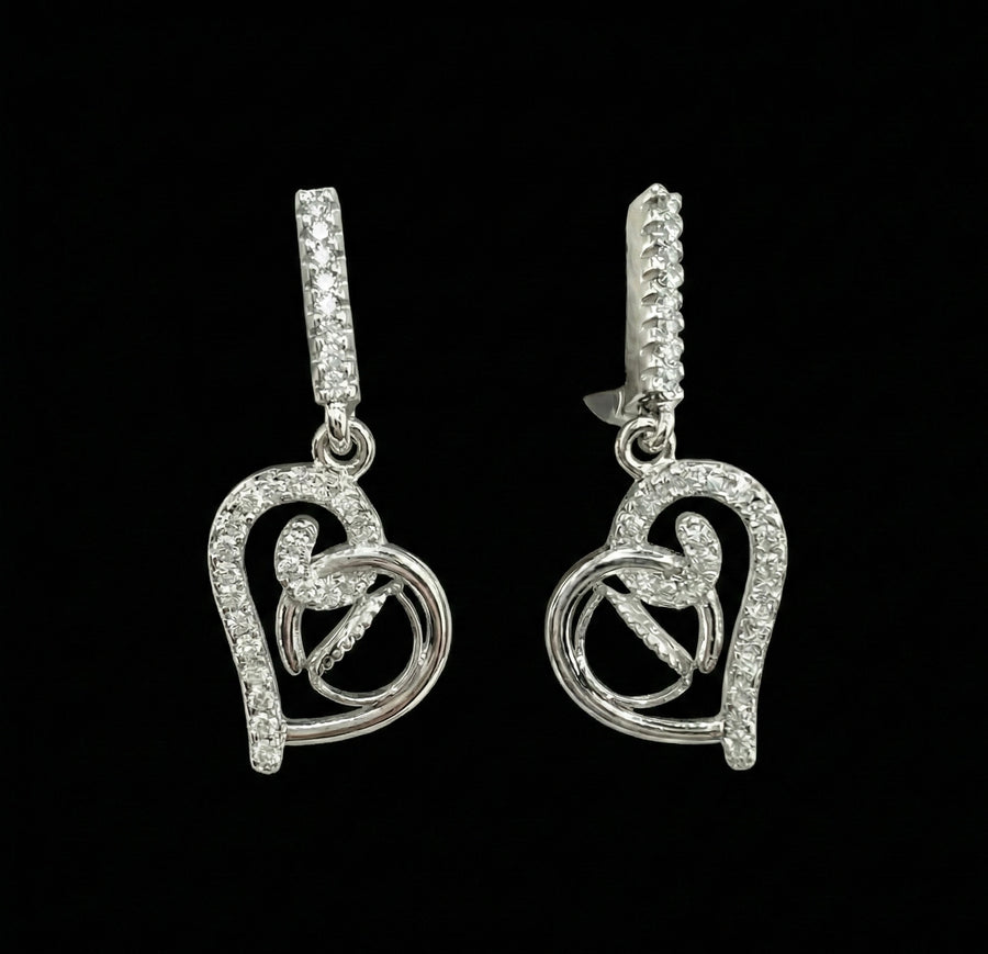 Moissanite Heart Dangle Stick Drop Earrings