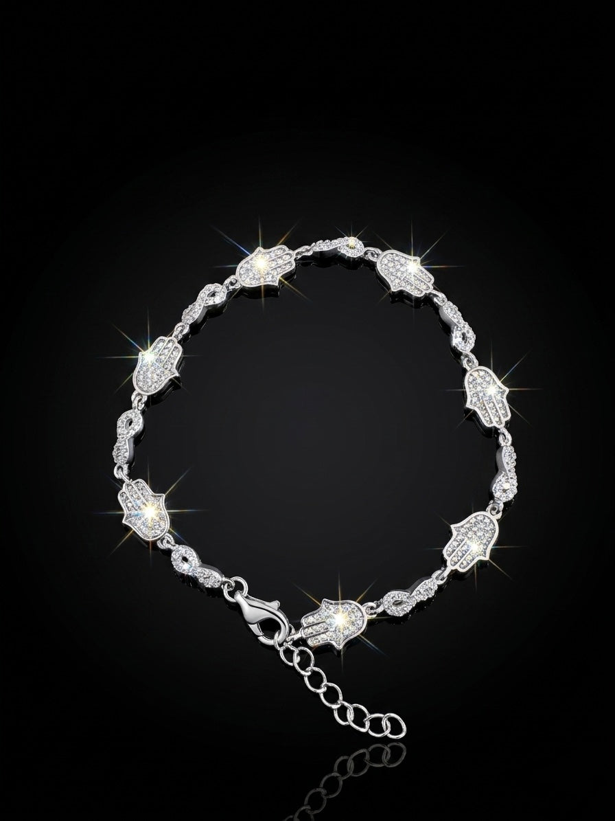 Moissanite Hamsa & Infinity Link Bracelet