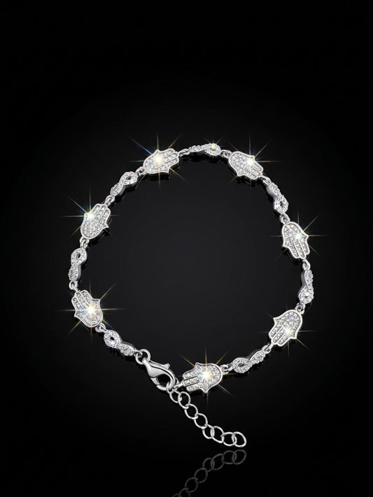 Moissanite Hamsa & Infinity Link Bracelet