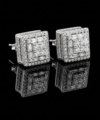 Iced out Cube Baguettes Moissanite Earrings