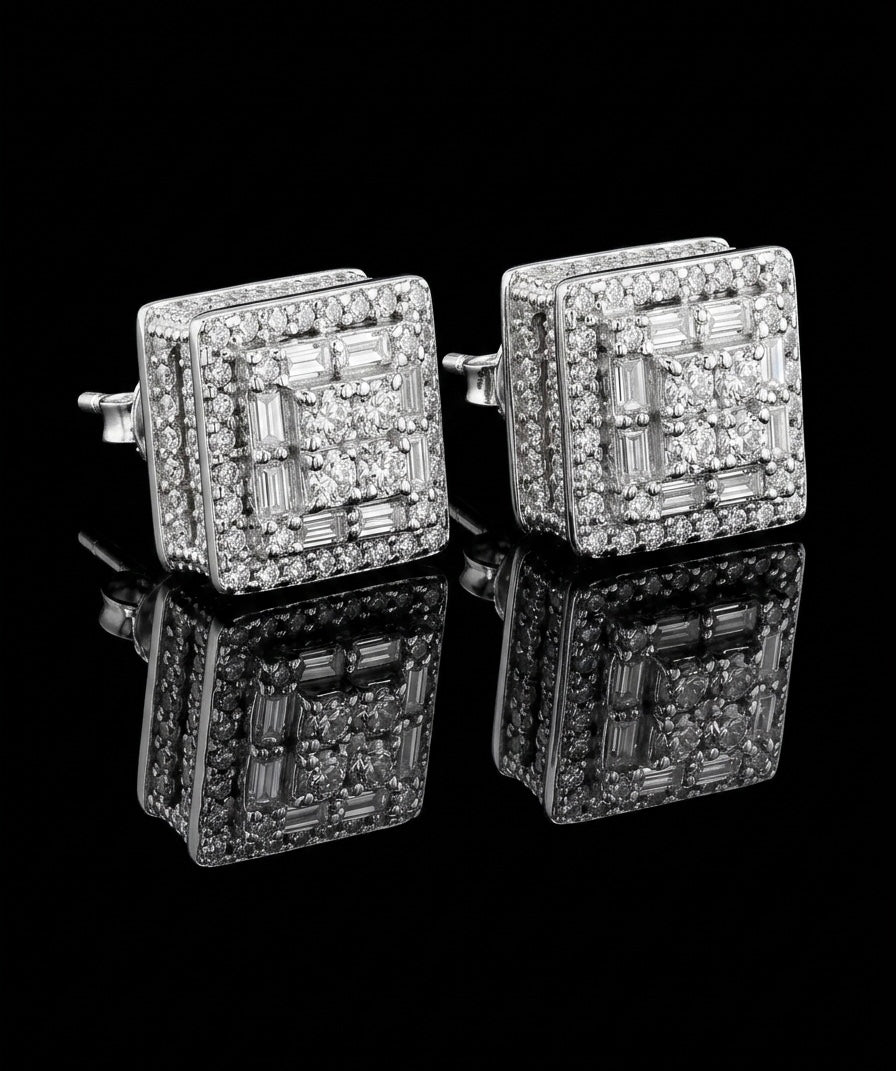 Iced out Cube Baguettes Moissanite Earrings