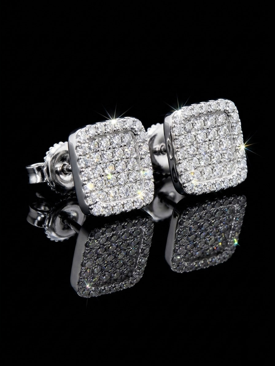 Moissanite Square Micro Pave Earrings