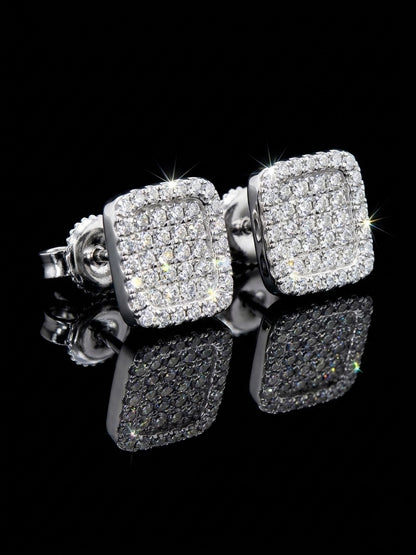 Moissanite Square Micro Pave Earrings