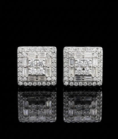 Iced out Cube Baguettes Moissanite Earrings