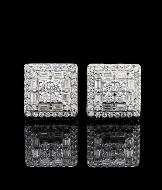 Iced out Cube Baguettes Moissanite Earrings