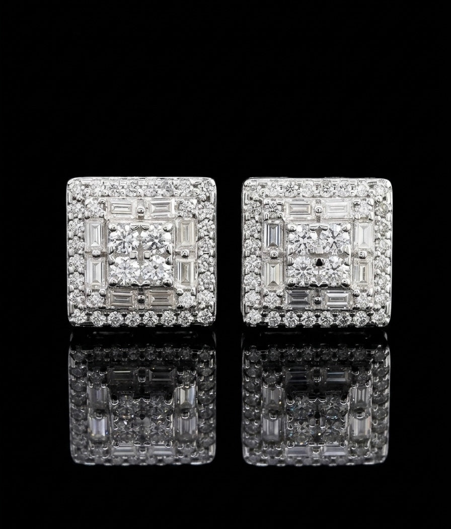 Iced out Cube Baguettes Moissanite Earrings