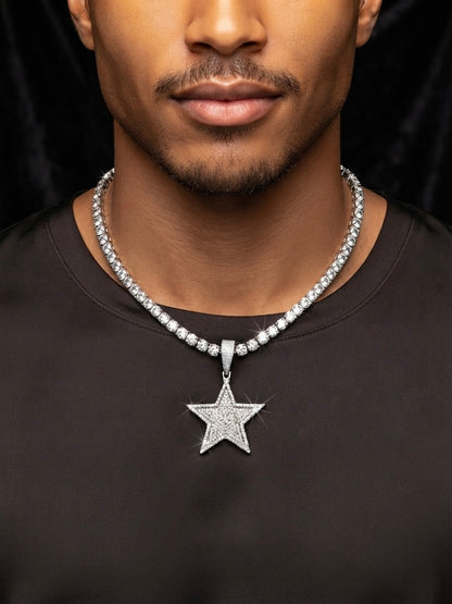 Iced Out Moissanite 5 Point Star Pendant