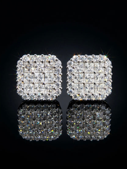 Square Princess Cut Moissanite Earrings