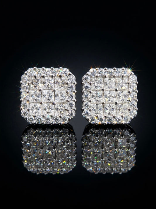 Square Princess Cut Moissanite Earrings