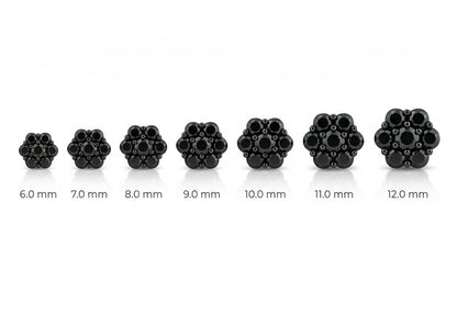 10MM Moissanite Black Rhodium Flower Cluster Earrings