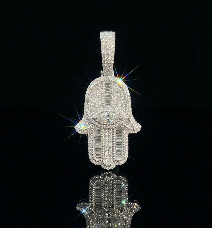 Hamsa/Fatima Hand Moissanite Pendant