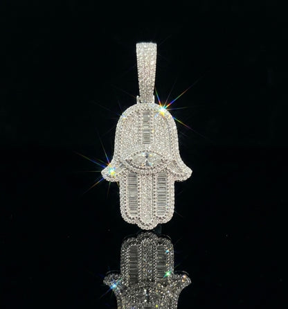 Hamsa/Fatima Hand Moissanite Pendant