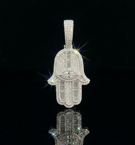 Hamsa/Fatima Hand Moissanite Pendant