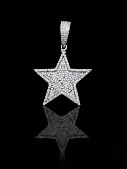 Iced Out Moissanite 5 Point Star Pendant