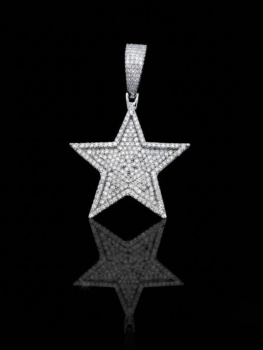 Iced Out Moissanite 5 Point Star Pendant
