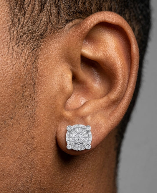 Round Cut Moissanite Cluster Earrings