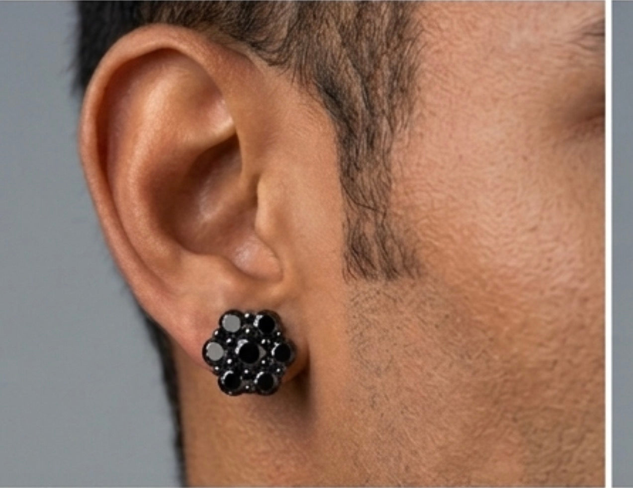 11MM Moissanite Black Rhodium Flower Cluster Earrings
