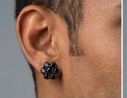 11MM Moissanite Black Rhodium Flower Cluster Earrings