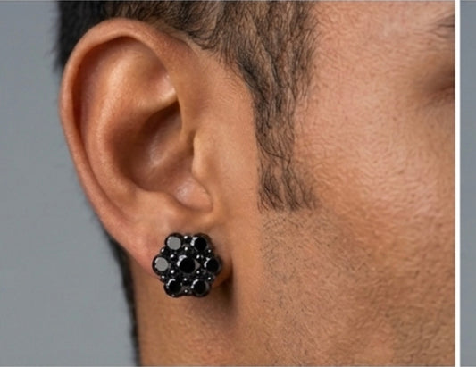11MM Moissanite Black Rhodium Flower Cluster Earrings