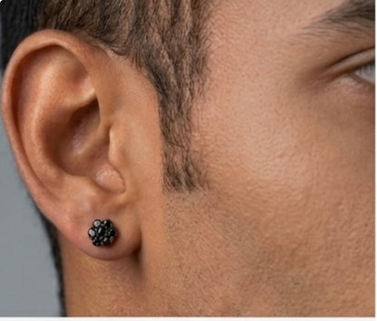 7MM Moissanite Black Rhodium Flower Cluster Earrings