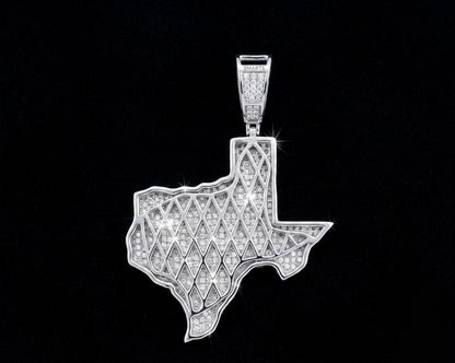 Iced Out Moissanite Texas Map Pendant