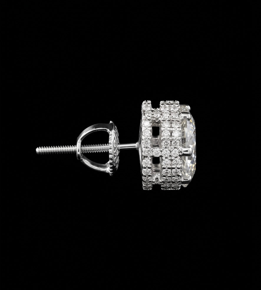 9MM 3D Iced Out Flower Cluster Moissanite Earrings