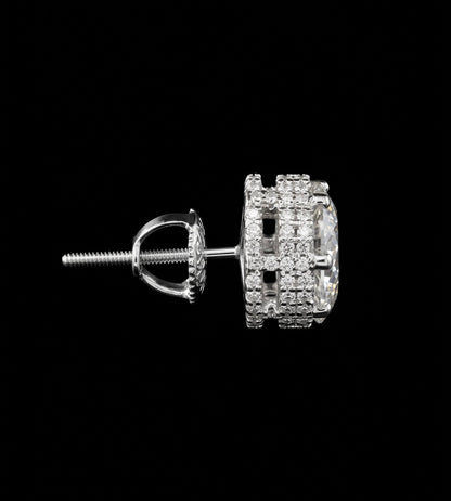 9MM 3D Iced Out Flower Cluster Moissanite Earrings